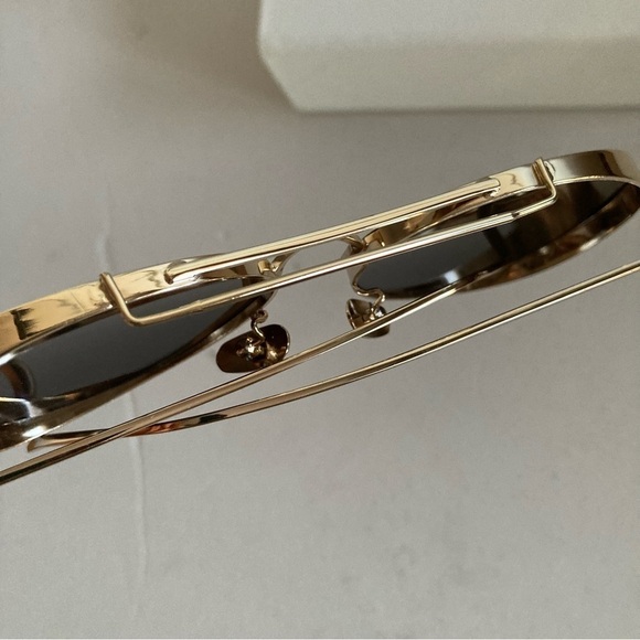 New Aviator Retro Wide Rim Blue Glass Gold Frame Sunglasses - Picture 5 of 7